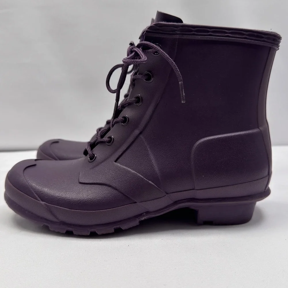 Hunter Original Lace-Up Purple Rubber Rain Boots Kids US 3B/4G EU 34 UK 2